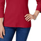 Karen Scott Women's Petite Cotton Scoop-Neck Top  Bright Red Size Small