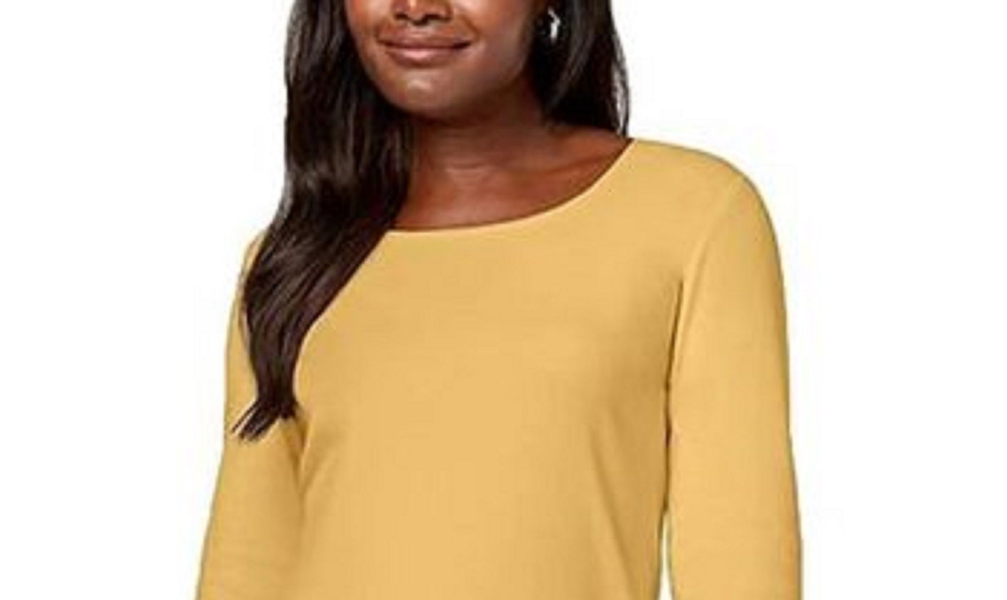 Karen Scott Women's Petite Cotton Scoop-Neck Top Yellow Size Petite