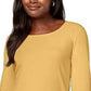 Karen Scott Women's Petite Cotton Scoop-Neck Top Yellow Size Petite-Large
