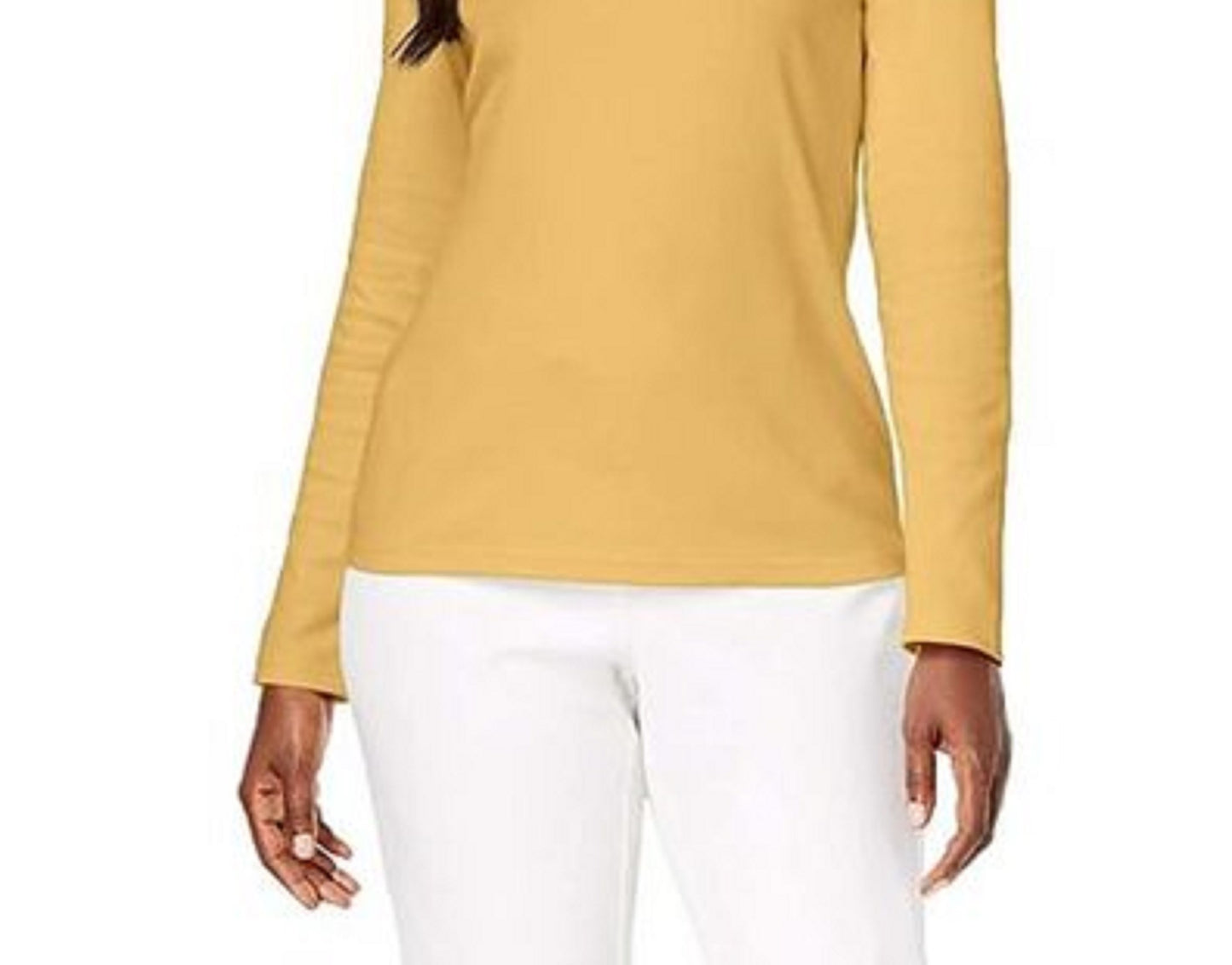 Karen Scott Women's Petite Cotton Scoop-Neck Top Yellow Size Petite-Large
