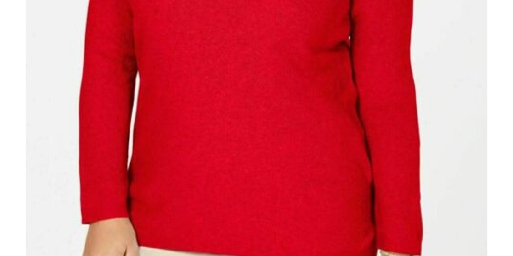 Karen Scott Women's Plus Size Cotton Scoop-Neck Top  Red Size 1X