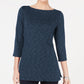 Karen Scott Women's Boat-Neck Space-Dyed Top Navy Size Small