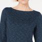 Karen Scott Women's Boat-Neck Space-Dyed Top Navy Size Small