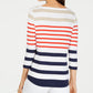 Charter Club Women's Pima Cotton Button-Shoulder Stripe Top Red Size 2 Extra Large