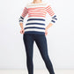 Charter Club Women's Pima Cotton Button-Shoulder Stripe Top Red Size 2 Extra Large