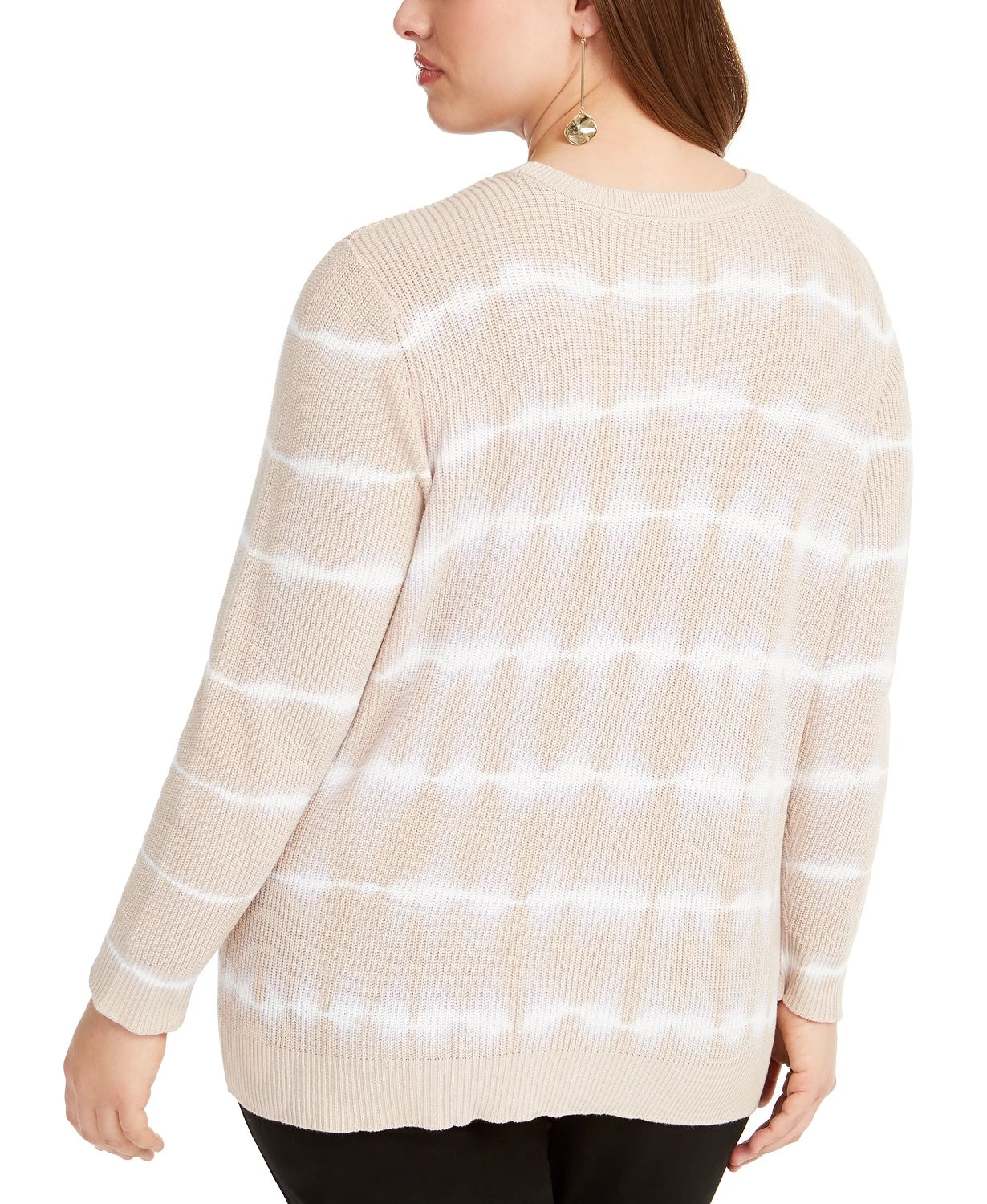 INC International Concepts Women's Plus Size Cotton Tie-Dyed Sweater Brown Size 0X