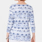 Karen Scott Women's Petite Ikat Printed Top Blue Size Small