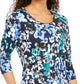 Karen Scott Women's Petite Printed 3/4-Sleeve Top Blue Size P/S Petite