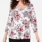 Karen Scott Women's Petite Printed Scoop-Neck Top  Mellow Rose Size Petite Small