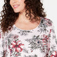 Karen Scott Women's Petite Printed Scoop-Neck Top  Mellow Rose Size Petite Small