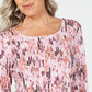 Karen Scott Women's Printed 3/4-Sleeve Top Autumn Berry Size Petite Large