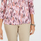 Karen Scott Women's Printed 3/4-Sleeve Top Red Size Petite Small