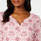 Karen Scott Women's Printed 3/4-Sleeve Henley Top  Mellow Rose Size Petite Small