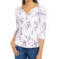 Karen Scott Women's Petite Printed 3/4-Sleeve Top Dark Blue Size Small