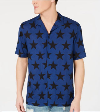 American Rag Men's Star Print Camp Collar Shirt Navy Size X-Large
