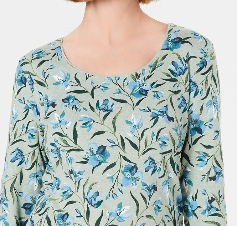 Karen Scott Women's Audra Oasis Scoop-Neck Top  Green Size Medium