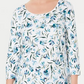 Karen Scott Women's Audra Oasis Printed Top Dark Blue Size Petite Small
