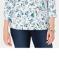 Karen Scott Women's Audra Oasis Printed Top Dark Blue Size Petite Small