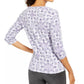 Karen Scott Women's Petite Printed 3/4-Sleeve Henley Top Purple Size Medium