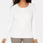 Karen Scott Women's Petite Camel-Print Top White Size Petite