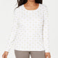 Karen Scott Women's Camel-Print Top White Size Petite Extra Large