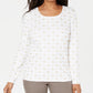 Karen Scott Women's Petite Camel-Print Top  White Size Petite Small