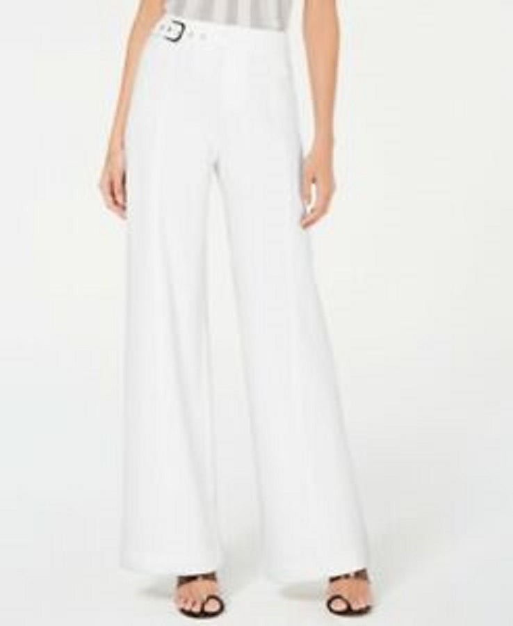 INC International Concepts Women's Petite Side-Belt Wide-Leg Pants White Size 6