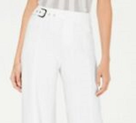 INC International Concepts Women's Petite Side-Belt Wide-Leg Pants White Size 6
