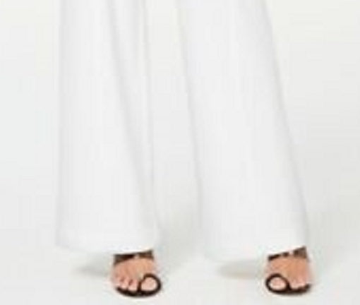 INC International Concepts Women's Petite Side-Belt Wide-Leg Pants White Size 6