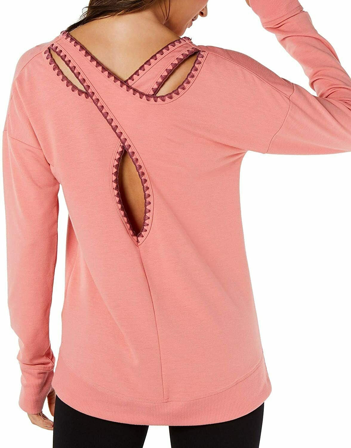 Ideology Women's Blanket-Stitch Cross-Back Top  Size Small