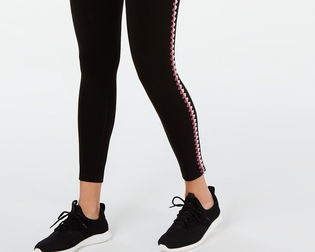 Ideology Women's Blanket-Stitch Leggings Classic Black Size Small