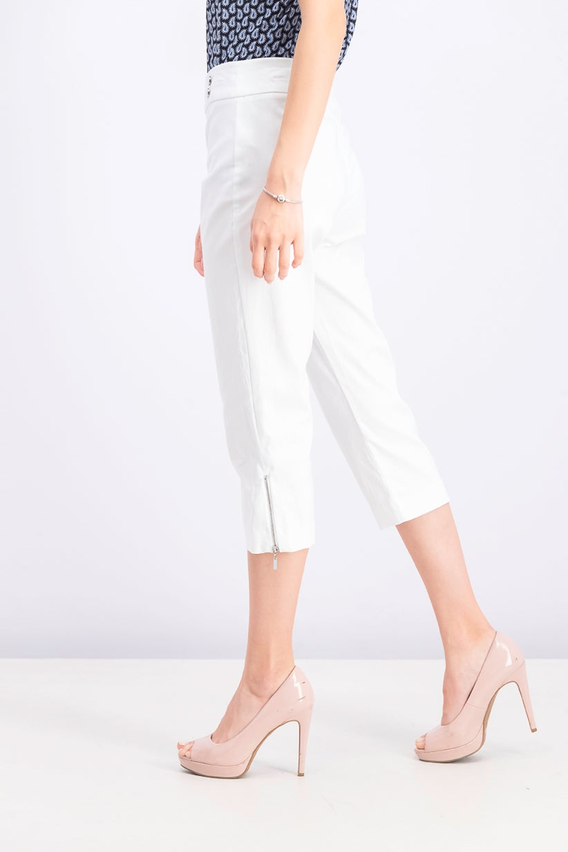 JM Collection  Women's Petite Cropped Zipper-Trim Pants  White Size Petite Extra Large
