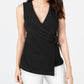 Alfani Women's Asymmetrical Wrap Top Black Size Small