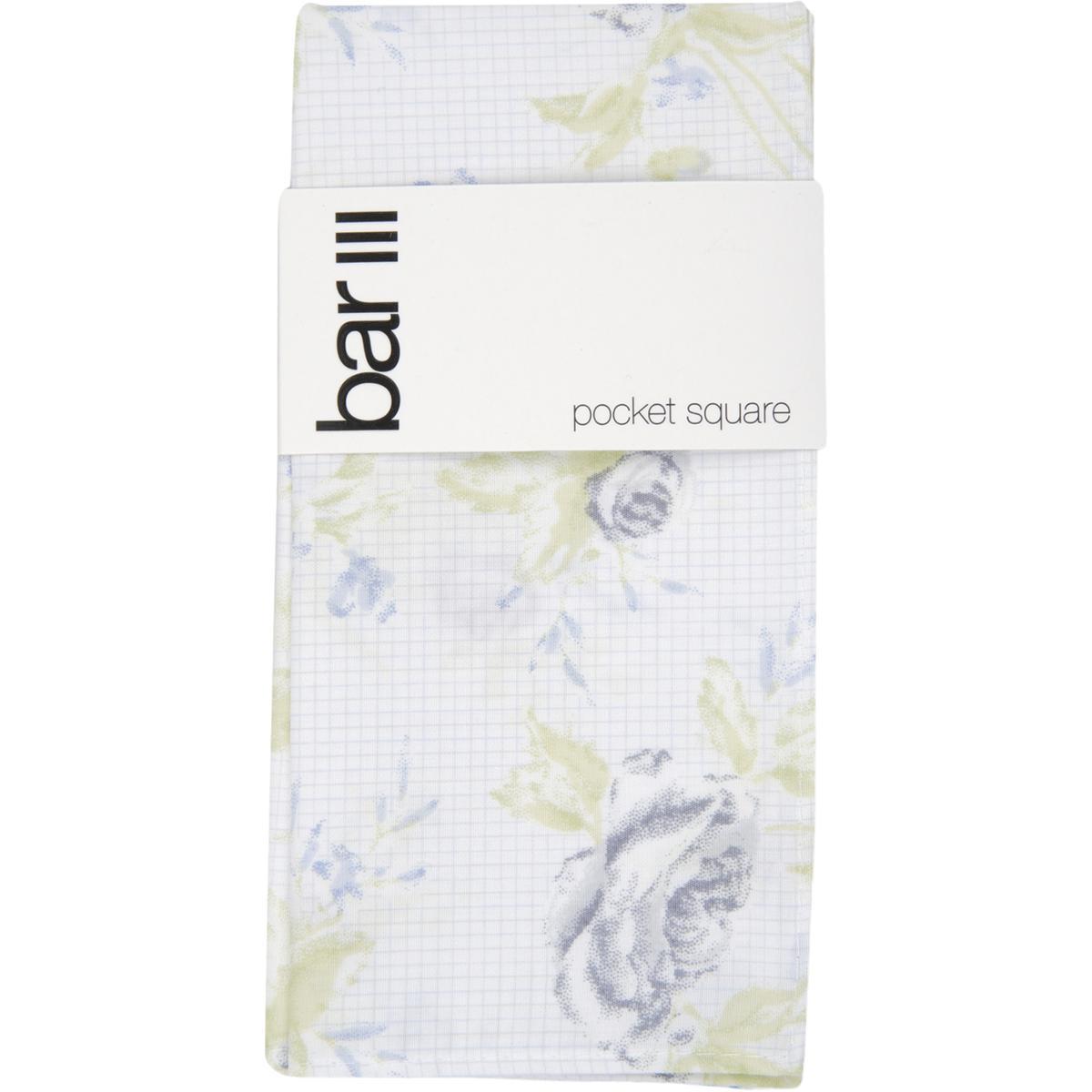 Bar III Men's Rose Grid Print Pocket Square White Size Regular