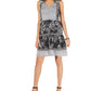 Style & Co Women's Petite Printed Peasant Dress Black Size Petite