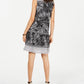 Style & Co Women's Petite Printed Peasant Dress Black Size Petite