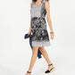 Style & Co Women's Petite Printed Peasant Dress Black Size Petite