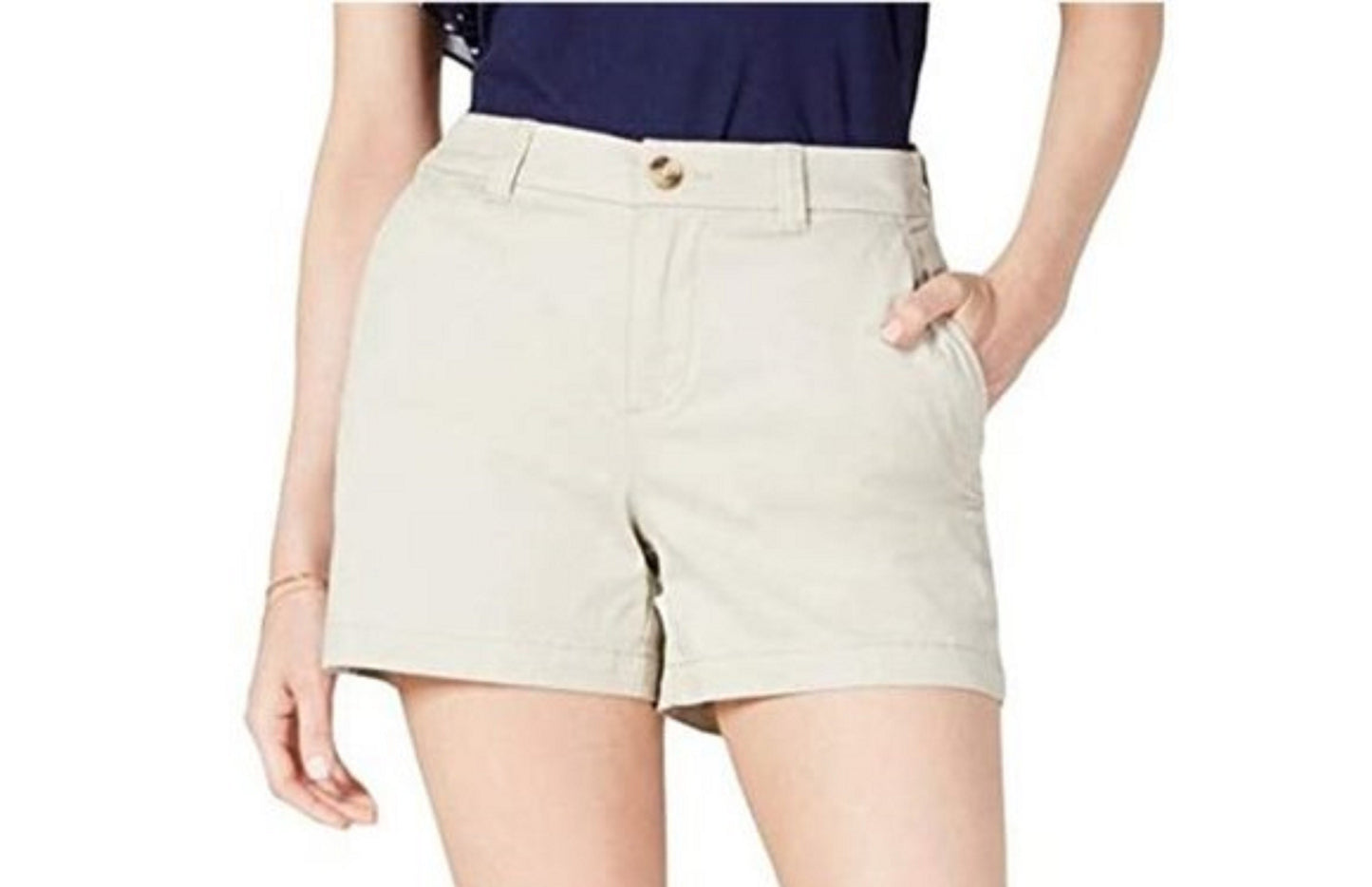 Maison Jules Women's Flat-Front Chino Shorts Beige Size 4