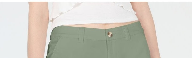 Maison Jules Women's Flat-Front Chino Shorts  Green Size 14