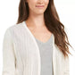Charter Club Women's Chevron Pointelle Cardigan Beige Size Small