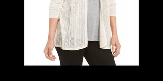 Charter Club Women's Chevron Pointelle Cardigan Beige Size Small