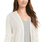 Charter Club Women's Chevron Pointelle Cardigan Beige Size Medium