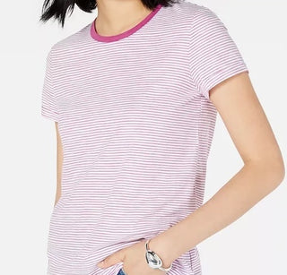 Maison Jules Women's Crewneck Ringer T-Shirt Dark Purple Size Small