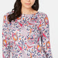 Charter Club Women's Pima Cotton Printed Boat-Neck Top White Size Small