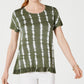 Style & Co Women's Tie-Dyed Ruffle-Hem Top  Med Green Size Large