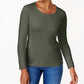 Karen Scott Women's Cotton Scoop-Neck Top Green Size Petite Extra Large