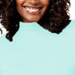 Karen Scott Women's Petite Cotton Mock-Neck Top Aqua Size Petite