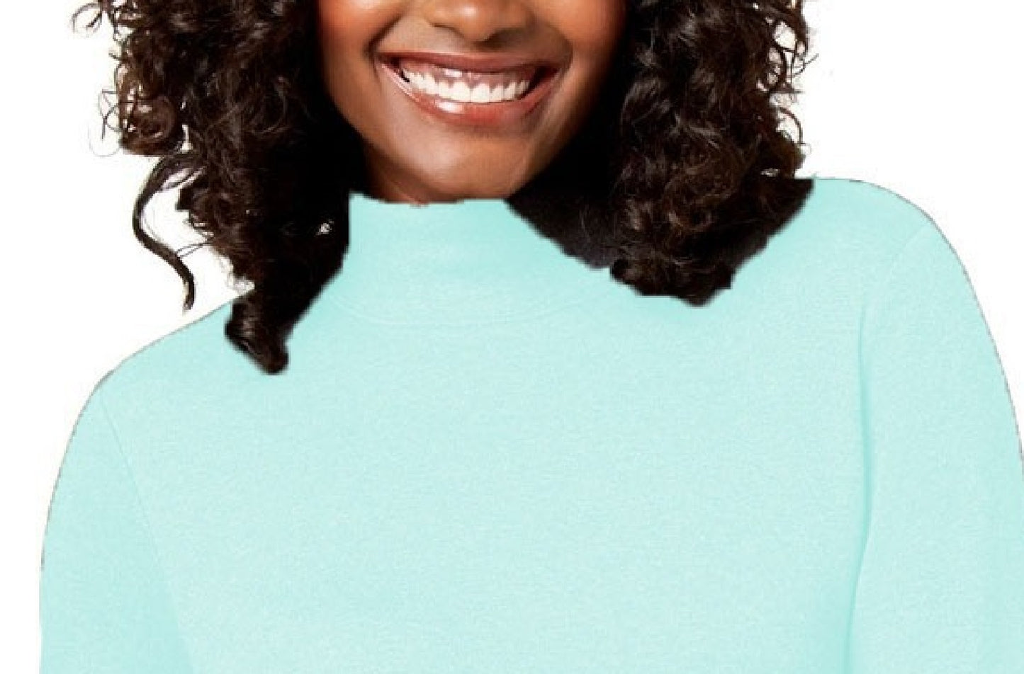 Karen Scott Women's Petite Cotton Mock-Neck Top Aqua Size Petite