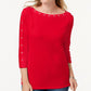 Karen Scott Women's Cotton Boat-Neck Studded Top Red Size Large