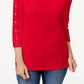 Karen Scott Women's Cotton Boat-Neck Studded Top Red Size Large